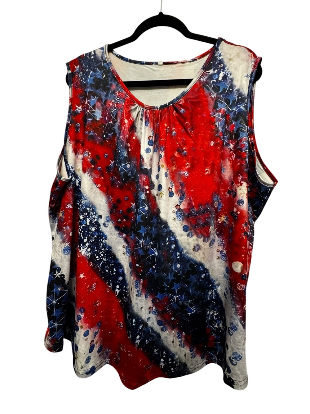 Sleeveless Women's Red, Navy & White Printed Top
